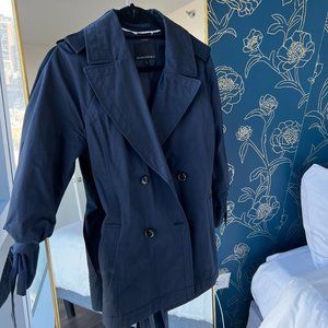 Banana Republic Navy Blue Double Breasted Jacket with Bow Sleeve Detail